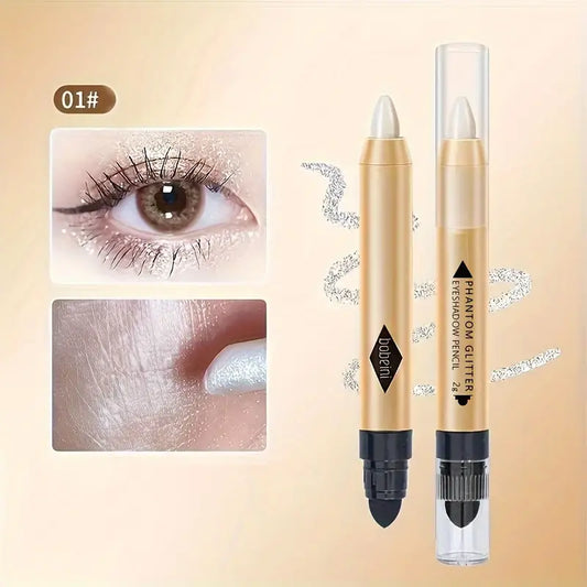 2 in 1 Highlighter Eyeshadow Pencil Shimmer Glitter Contouring Brightening Double-headed Eyeshadow Stick Lazy Eyeshadow Makeup