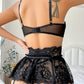 Women's 4 Piece Lingerie Set Floral Lace Mesh Cut Out Underwear Garter Teddy Babydoll Lingerie Set